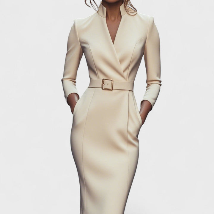 Sophia | Refined Dress with Belt and Collar