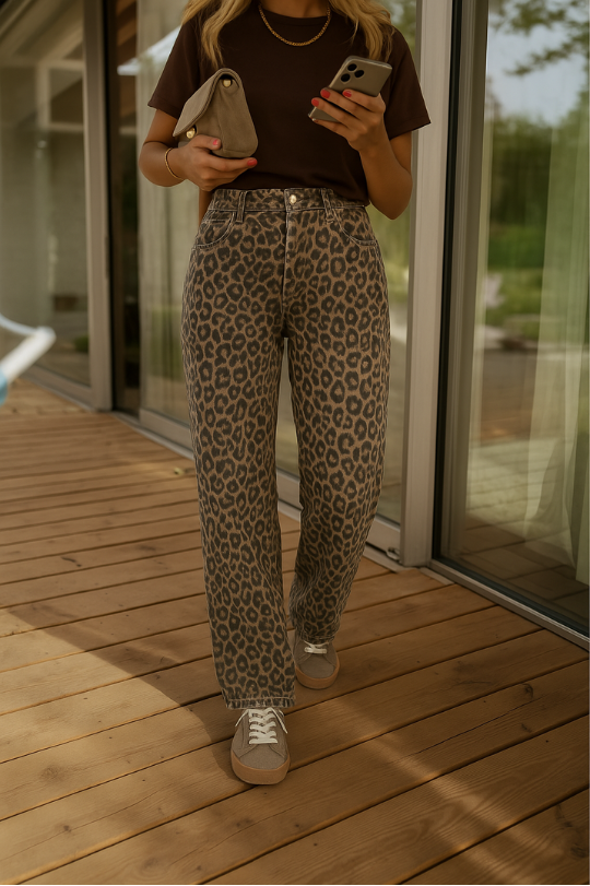 Nadine | Leopard Print Flared Pants
