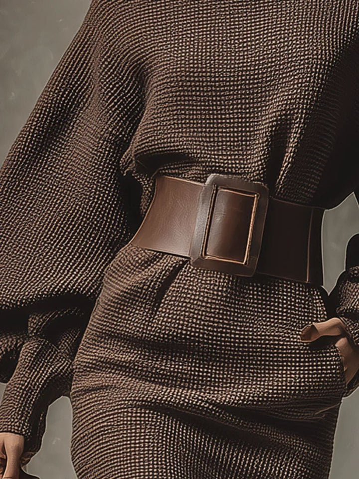 Evelyn | Short knitted dress with structured belt